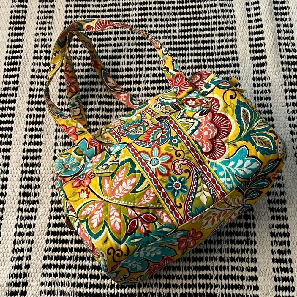 Vera Bradley yellow multicolor duffle bag 12.5”x10”